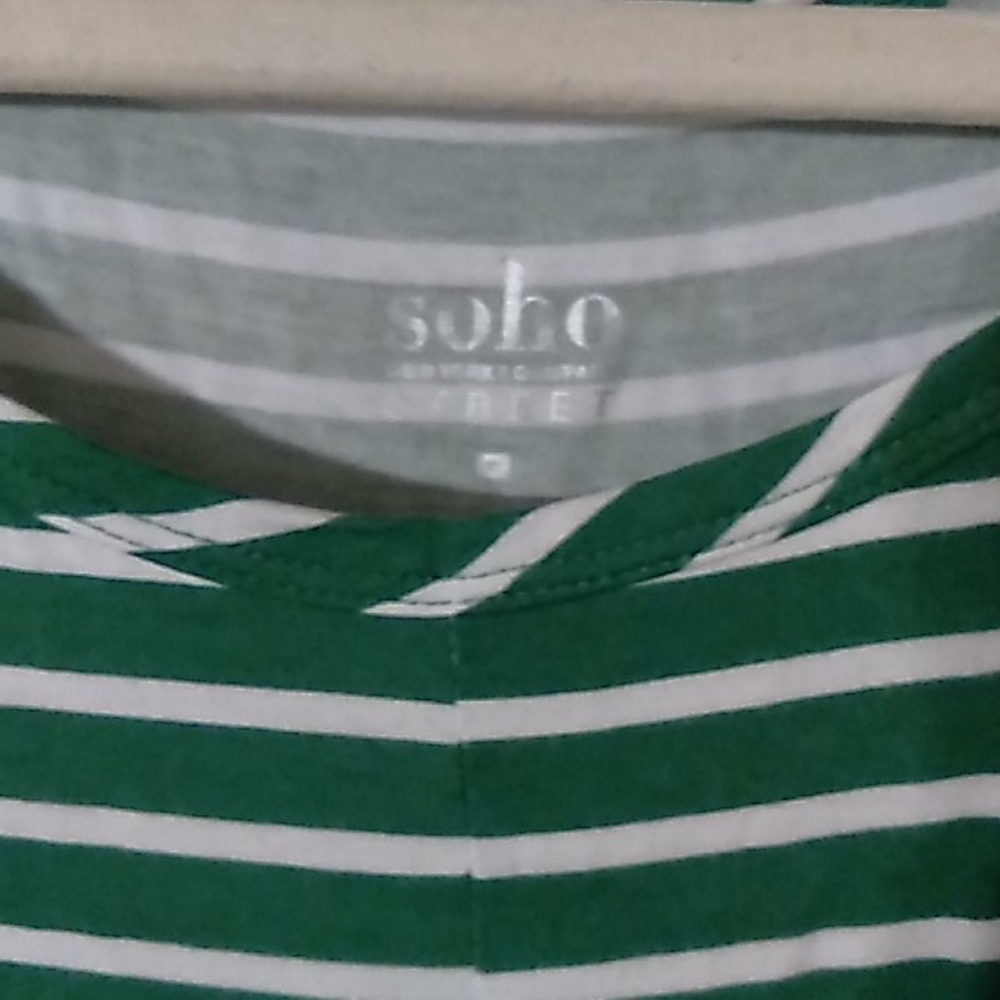 NY&C Soho Street Grn & Wht Striped Tanktop Medium - Picture 3 of 4